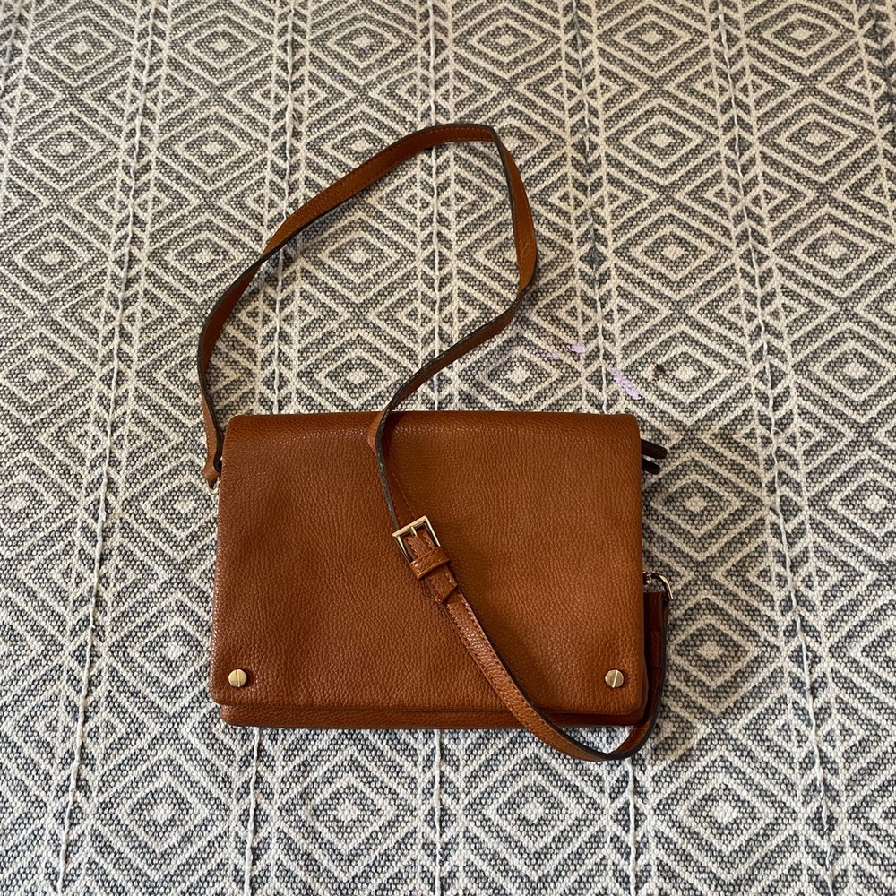 Brown Crossbody Bag with Gold Details